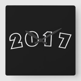 Frohes neues Jahr 2017, Zahlen Schwarz-weiß Uhr