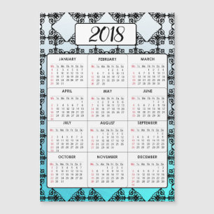 Frohes neues Jahr 2018 Aqua Blue Magnetic Calendar Magnetkarte