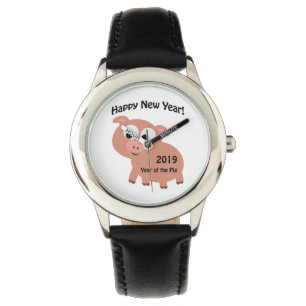 Frohes neues Jahr 2019 Jahr des Schweins Armbanduhr