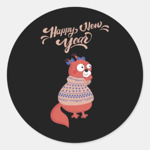 Frohes neues Jahr 2020 Eichhörnchen T-Shirt Weihna Runder Aufkleber