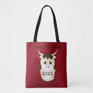 Frohes neues Jahr 2021 Jahr des Ochsen Tasche