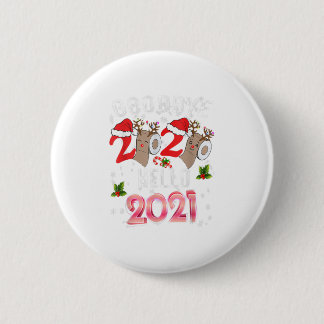 Frohes neues Jahr 2021 Rentier Face Mas Button