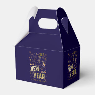 Frohes Neues Jahr 2022, Feiertags-Gold-Glitter Fes Geschenkschachtel