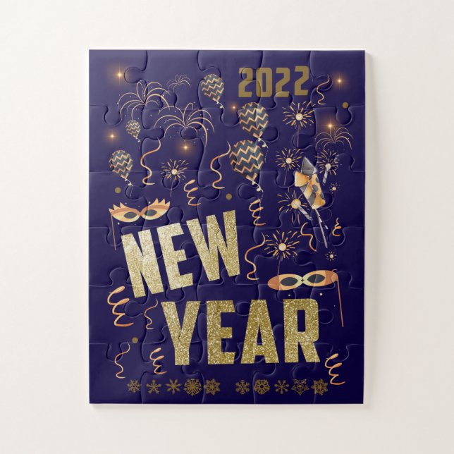 Frohes neues Jahr 2022, Holiday Gold Glitzer Festi (Vertikal)