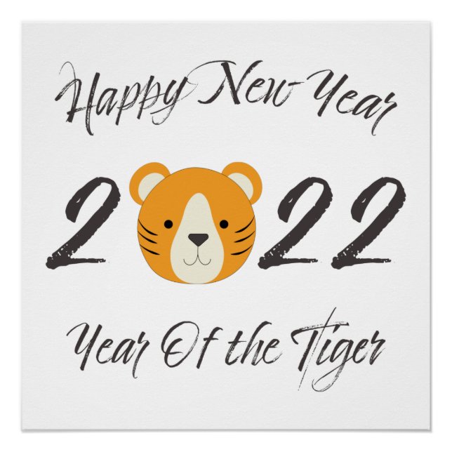 Frohes neues Jahr 2022 Jahr des Tigers Poster (Vorderseite)