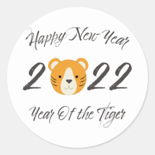 Frohes neues Jahr 2022 Jahr des Tigers Runder Aufkleber