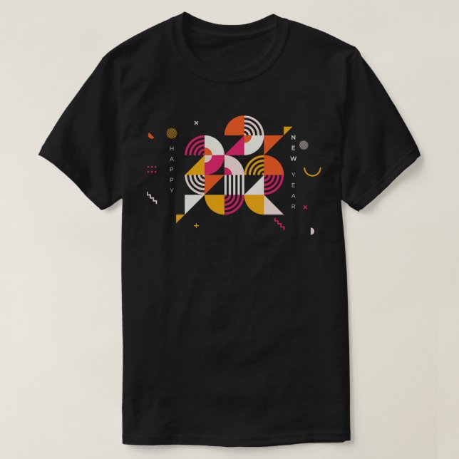 Frohes neues Jahr 2022 Modernes geometrisches Desi T-Shirt (Design vorne)