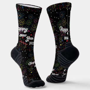 Frohes neues Jahr 2022, spektakuläre Feuerwerke Fe Socken