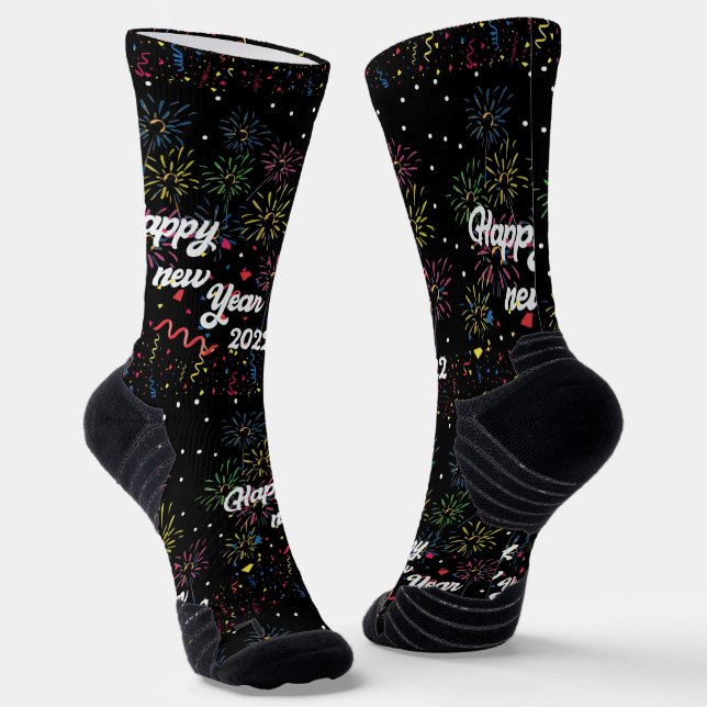 Frohes neues Jahr 2022, spektakuläre Feuerwerke Fe Socken (Gewinkelt)