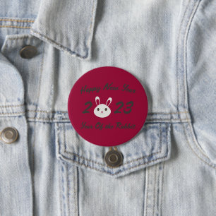 Frohes neues Jahr 2023 Jahr des Kaninchens Button