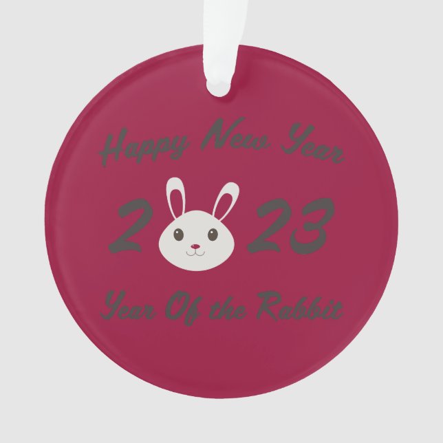 Frohes neues Jahr 2023 Jahr des Kaninchens Ornament (Vorderseite)