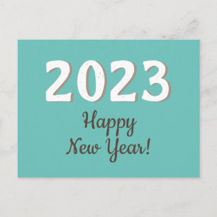 Frohes Neues Jahr 2023 Typografie Türkis  Postkarte