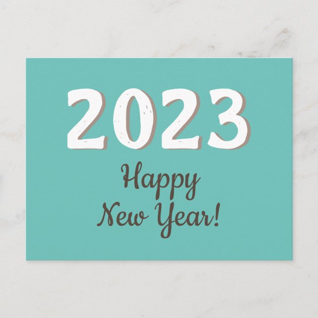 Frohes neues Jahr 2023 Typografie Türkis Postkarte (Vorderseite)