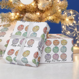 Frohes neues Jahr 2024 Disco Ball Neues Jahr Geschenkpapier