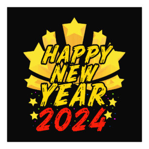 Frohes neues Jahr 2024  Fotodruck