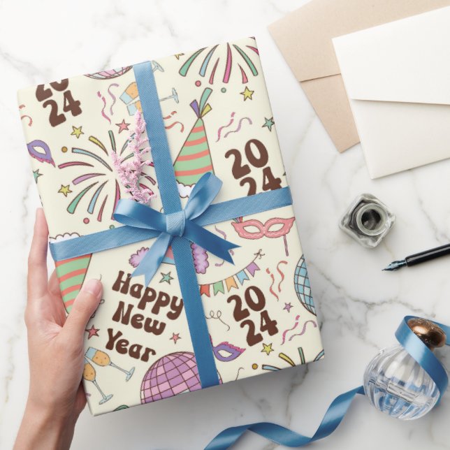 Frohes neues Jahr 2024 Geschenkpapier (Schenken)