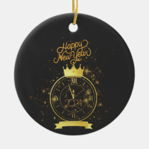 Frohes neues Jahr 2024 Keramik Ornament