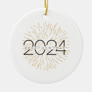 Frohes Neues Jahr 2024 Keramik Ornament