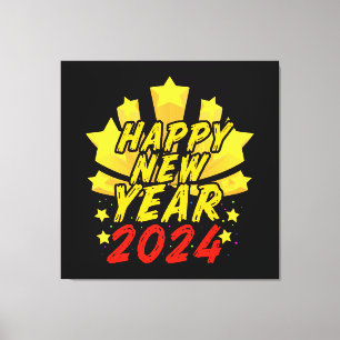 Frohes Neues Jahr 2024  Leinwanddruck