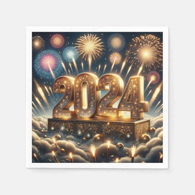 Frohes neues Jahr 2024 Napkins Serviette (Vorderseite)