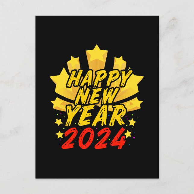Frohes neues Jahr 2024 Postkarte (Vorderseite)