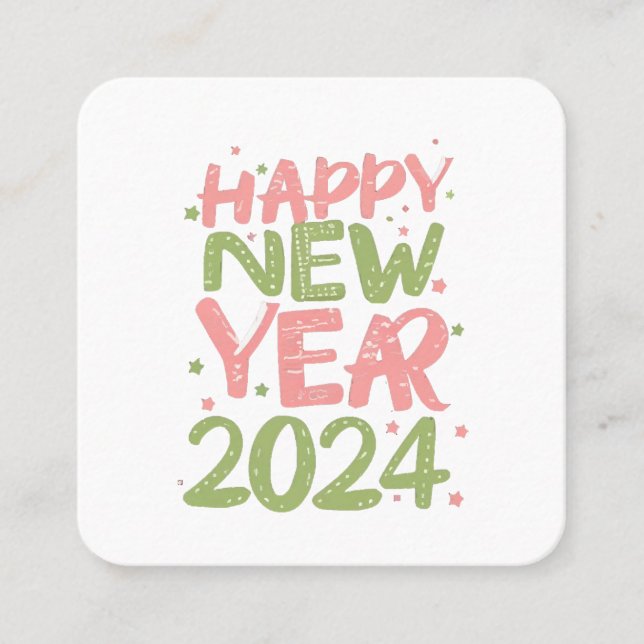 Frohes neues Jahr 2024 Quadratische Visitenkarte (Vorderseite)
