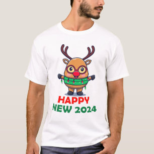Frohes neues Jahr 2024 Rentier T-Shirt