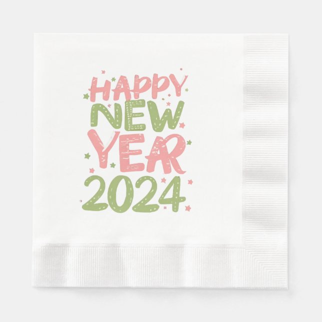 Frohes neues Jahr 2024 Serviette (Vorderseite)