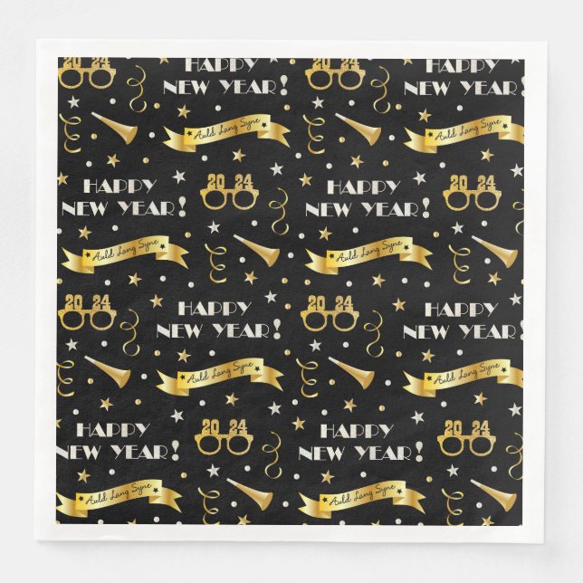Frohes neues Jahr 2024 Serviette (Vorderseite)
