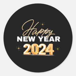 Frohes neues Jahr 2024 Silvester 31. Dezember Runder Aufkleber