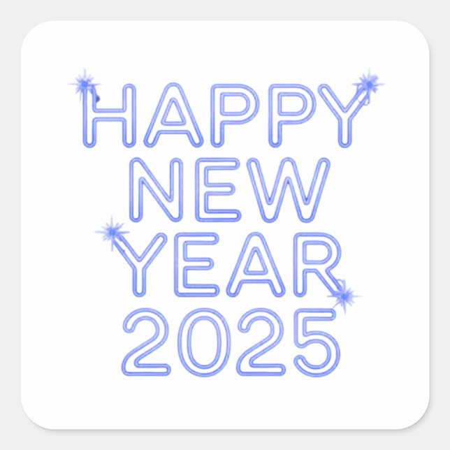 Frohes neues Jahr 2025 blau Quadratischer Aufkleber (Vorderseite)