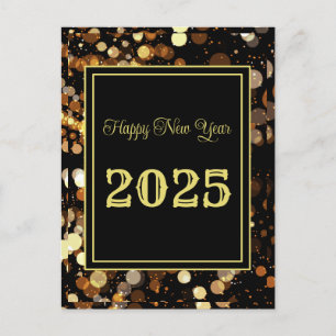 Frohes neues Jahr 2025 Elegante Goldblase Feiertagspostkarte