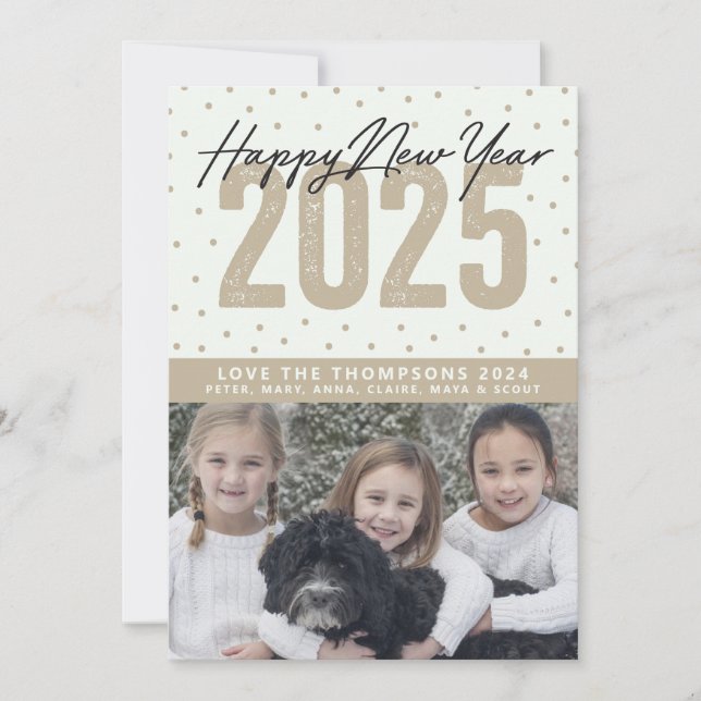 Frohes neues Jahr 2025 Feiertagskarte (Vorderseite)