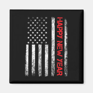 Frohes neues Jahr 2025 Flag Xmas Familie Feuer Magnet