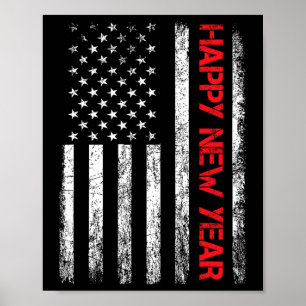 Frohes neues Jahr 2025 Flag Xmas Familie Feuer Poster