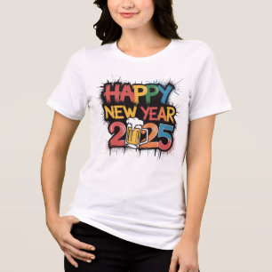 Frohes neues Jahr 2025 Grafik Tri-Blend Shirt