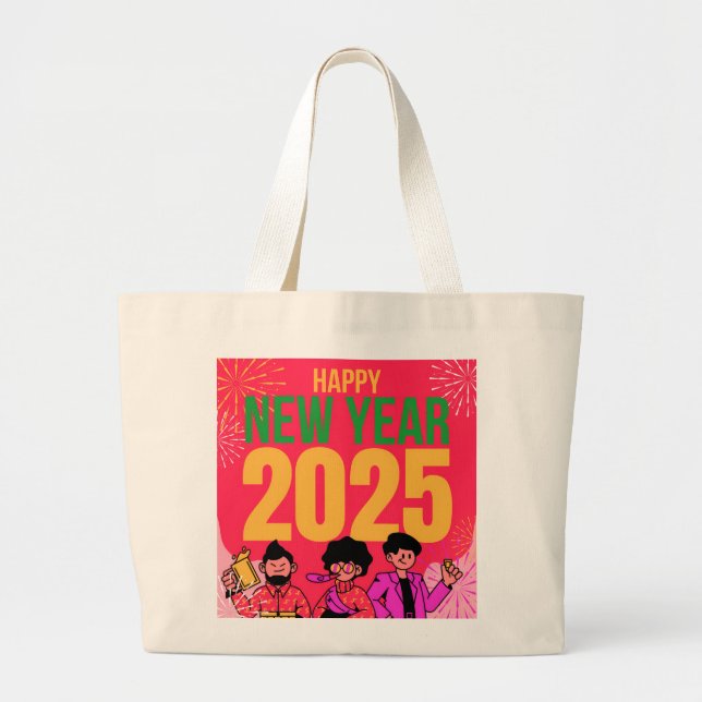 Frohes neues Jahr 2025 Jumbo-Tasche Jumbo Stoffbeutel (Vorne)