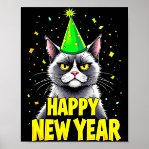 Frohes neues Jahr 2025 Lustiger Silvesterpartyhut Poster