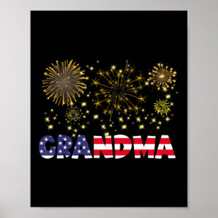 Frohes neues Jahr 2025 Oma American Flag Familie F Poster