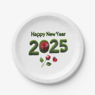 Frohes neues Jahr 2025 Pappteller