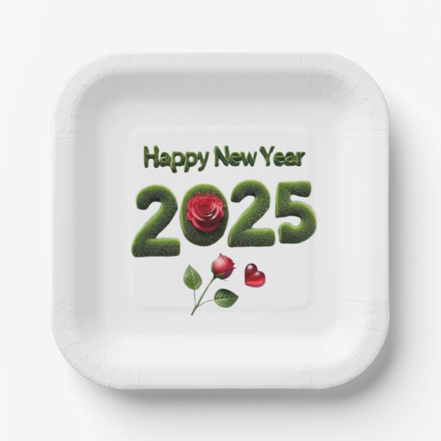 Frohes neues Jahr 2025 Pappteller (Vorderseite)