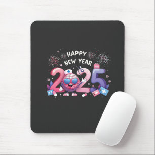 Frohes neues Jahr 2025 Pflegedisko Ball Gesundheit Mousepad