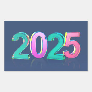 Frohes neues Jahr 2025 Rechteckiger Aufkleber