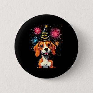 Frohes Neues Jahr 2025 Silvester Feuerwerk Hund Lu Button
