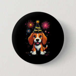 Frohes Neues Jahr 2025 Silvester Feuerwerk Hund Lu Button