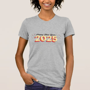 Frohes neues Jahr 2025 Sterne Cartoon Text Geschen T-Shirt