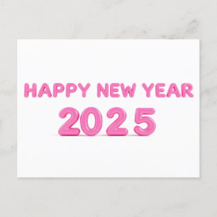 Frohes neues Jahr 2025 - transparenter Hintergrund Feiertagspostkarte