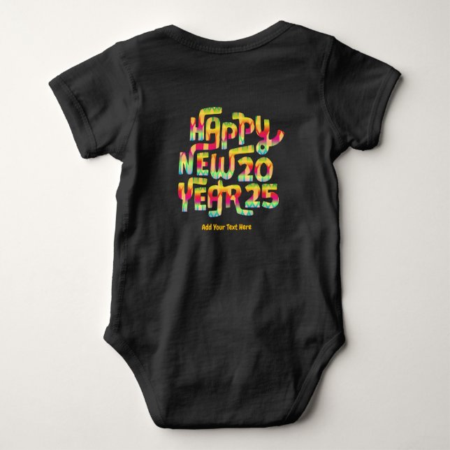 Frohes neues Jahr 2025 Trendy Personalisiert Baby Strampler (Rückseite)