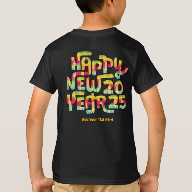 Frohes neues Jahr 2025 Trendy Personalisiert T-Shirt (Rückseite)