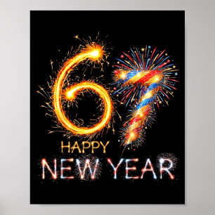 Frohes Neues Jahr 2026 67. Geburtstag Feuerwerk Nu Poster
